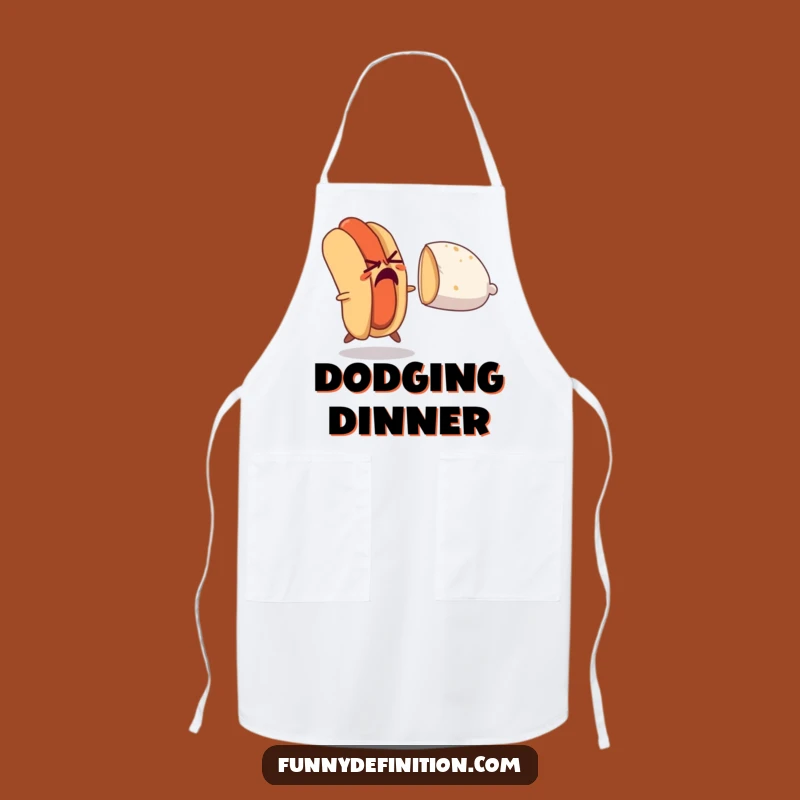 Funny Nervous Hot Dog Escape Apron: Cook with Comedic Urgency