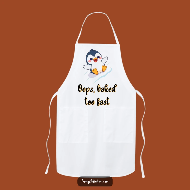 Funny Penguin Slide Apron: Kitchen Fun with a Surprised Chef