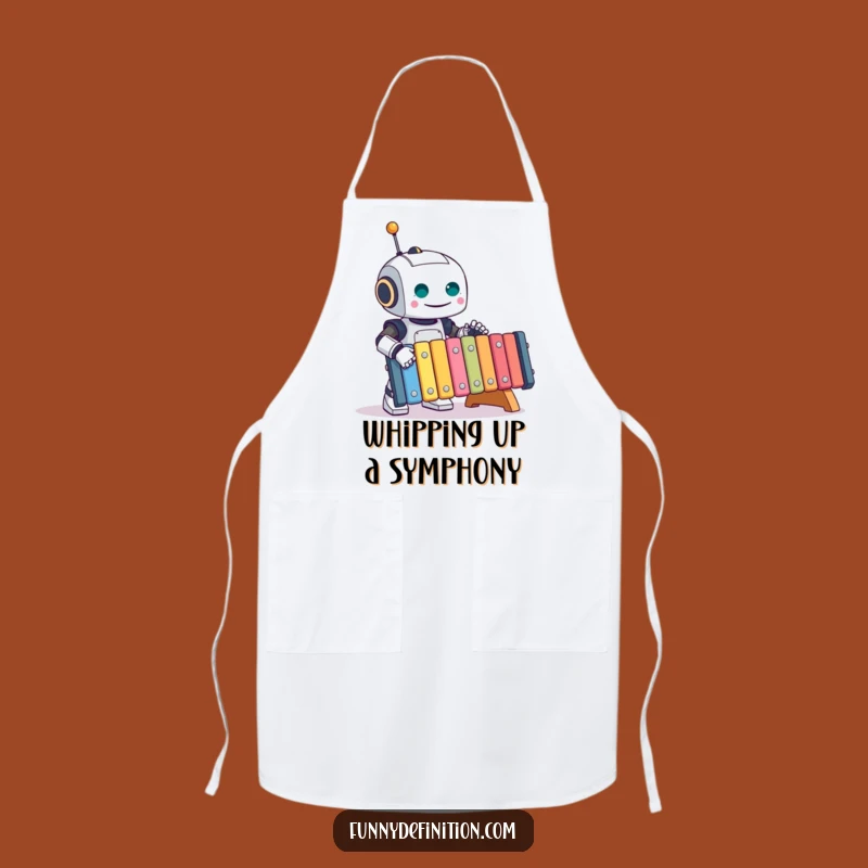 Funny Robot Chef Apron: Cook Up Laughs with a Xylophone-Playing Robot, Unique Funny Gift