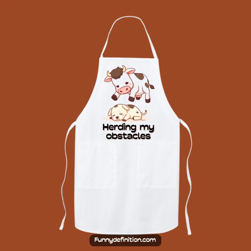 Funny Cow Jumping Dog Apron - Hilarious Farm Kitchen Humor Gift