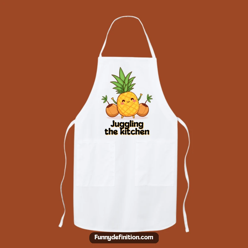 Funny Pineapple Juggling Apron: Tropical Kitchen Fun for Chefs
