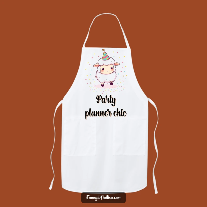 Funny Sheep Herding Confetti Apron: Humorous Kitchen Wear for Party Chefs