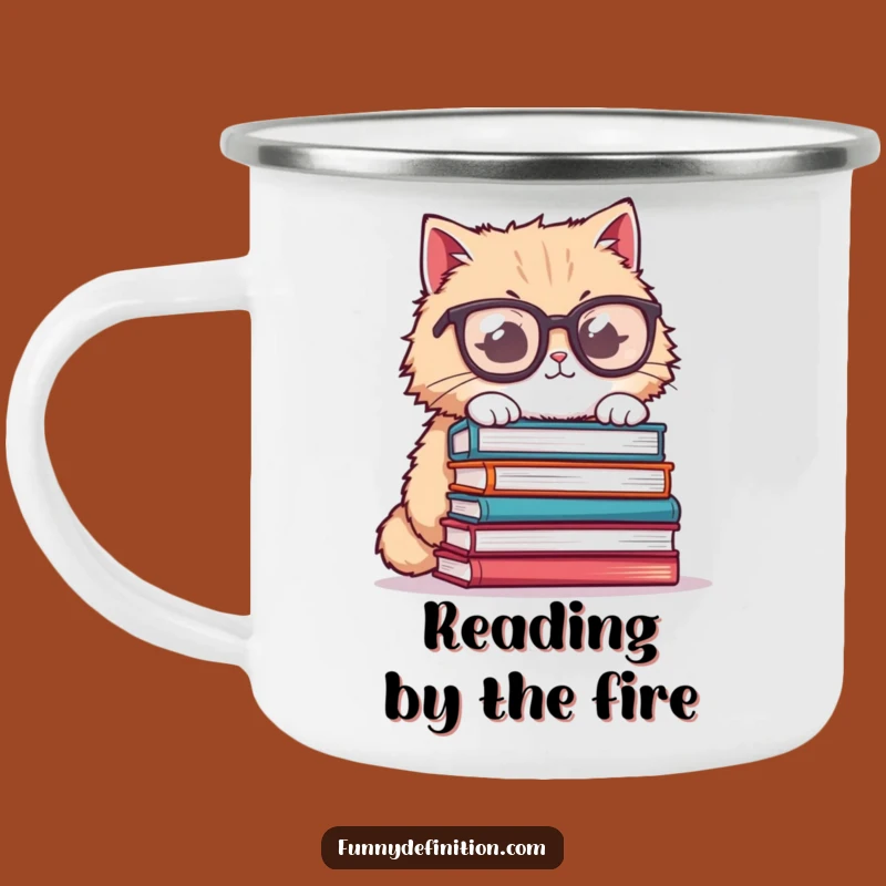 Funny Cat Glasses Camping Mug - Bookish Brews, Perfect Funny Gift