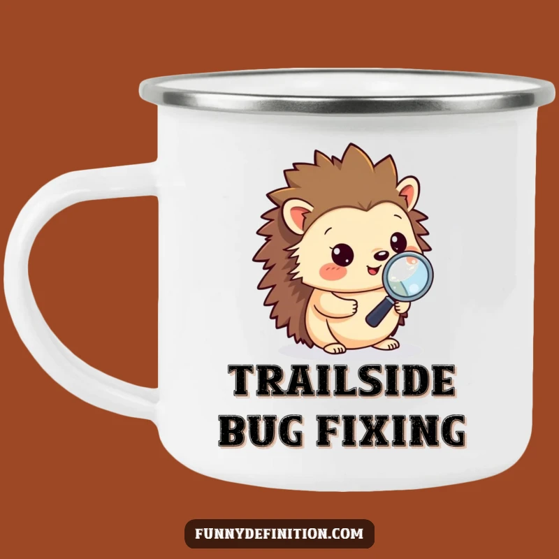 Funny Hedgehog Debugging Camping Mug - Durable & Hilarious Coder Gift