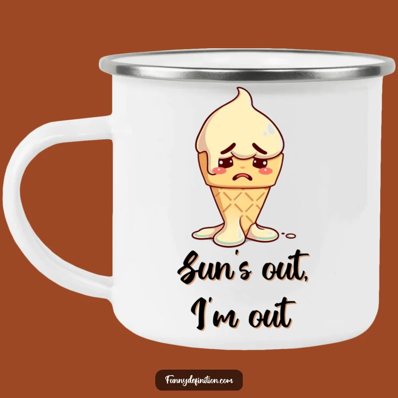 Funny Melting Ice Cream Camping Mug - Hilarious Dessert Adventure Gift