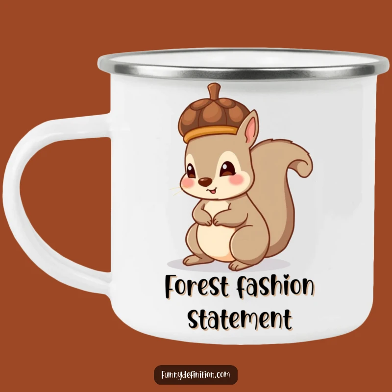 Funny Squirrel Acorn Hat Camping Mug - Adorable Outdoor Woodland Cup Gift