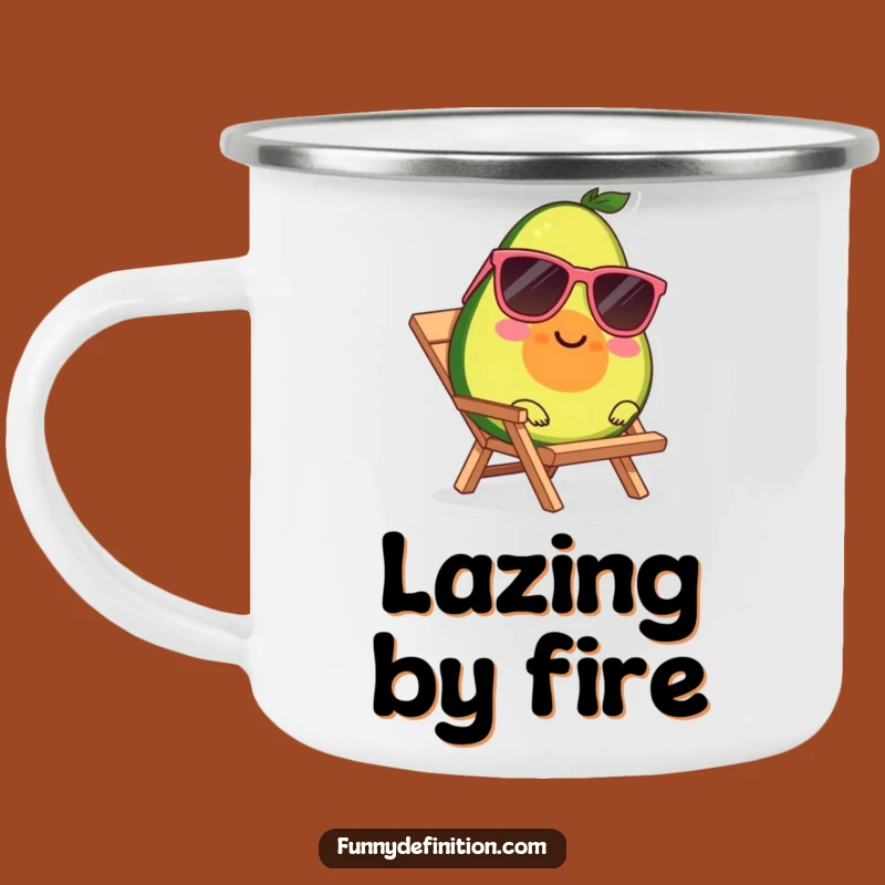 Funny Avocado Camping Mug - Sunglasses Beach Lounger Enamel Cup Funny Gift