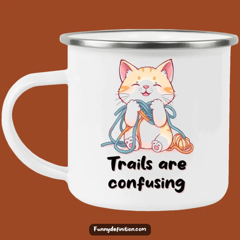 Funny Cat Yarn Tangled Camping Mug - Hilarious Outdoor Feline Chaos Cup Gift