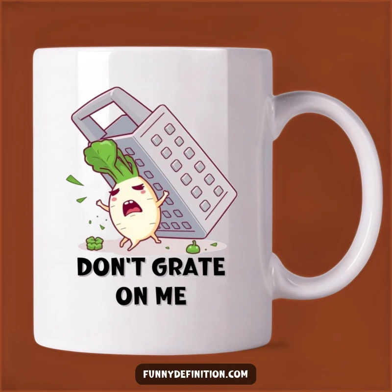 Funny Panicked Radish Grater Mug: Hilarious Vegetable Humor Gift for Foodies