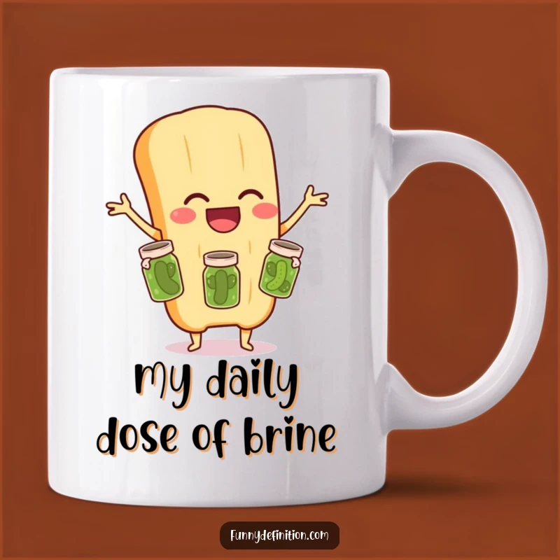 Funny Baguette Juggling Pickles Mug: Hilarious Foodie Gift for Laugh Lovers