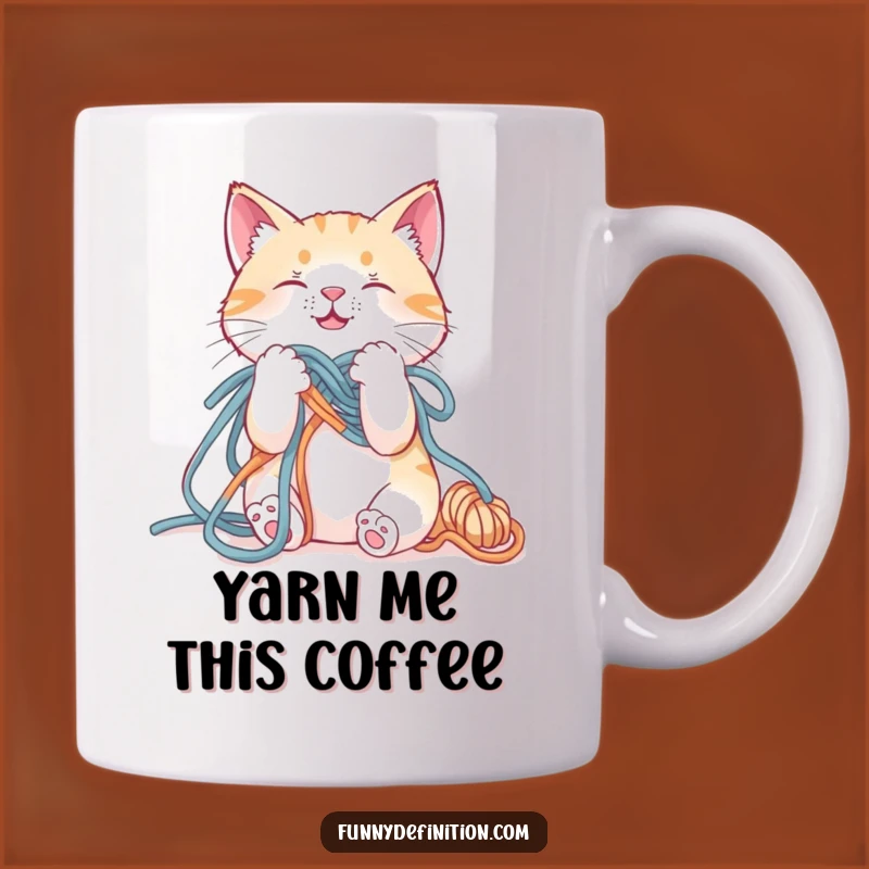Funny Cat Tangled in Yarn Mug - Hilarious Feline Craft Chaos Gift for Cat Lovers