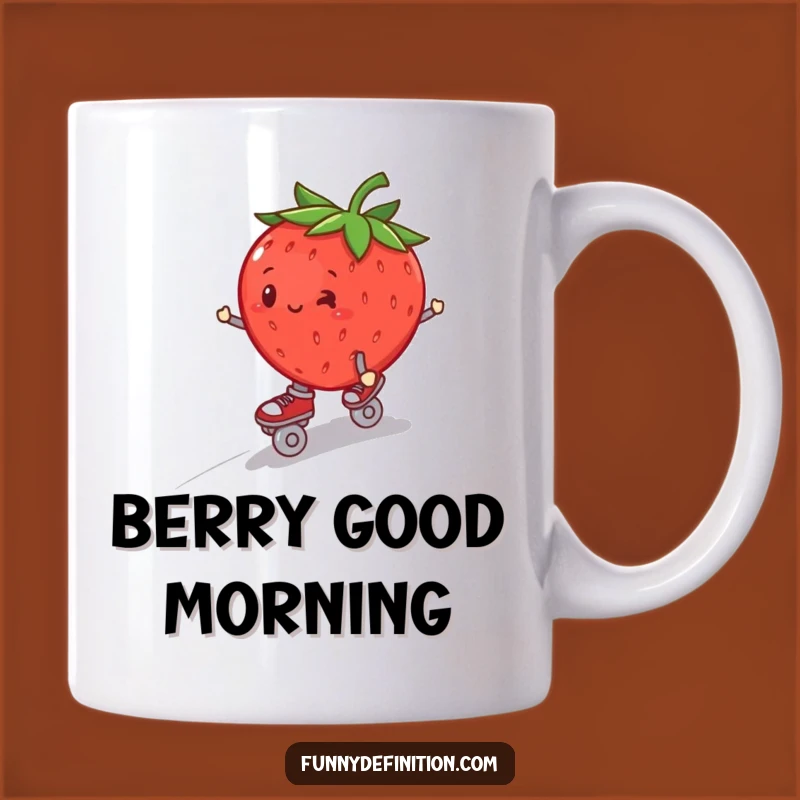 Funny Strawberry Roller Skate Mug - Wobbly Fruit Fun, Perfect Funny Gift