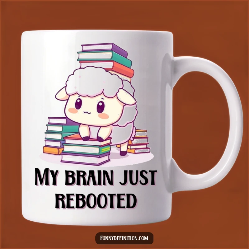 Funny Sheep Book Avalanche Mug - Hilarious Gift for Book Lovers & Sheep Fans