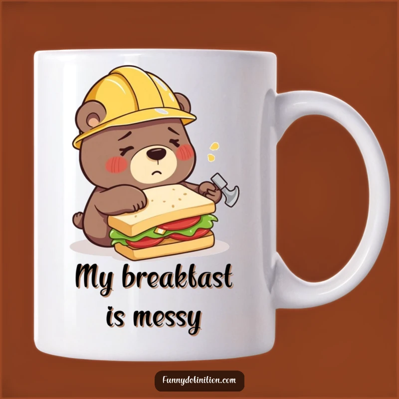Funny Bear Building Sandwich Mug - DIY Humor Gift