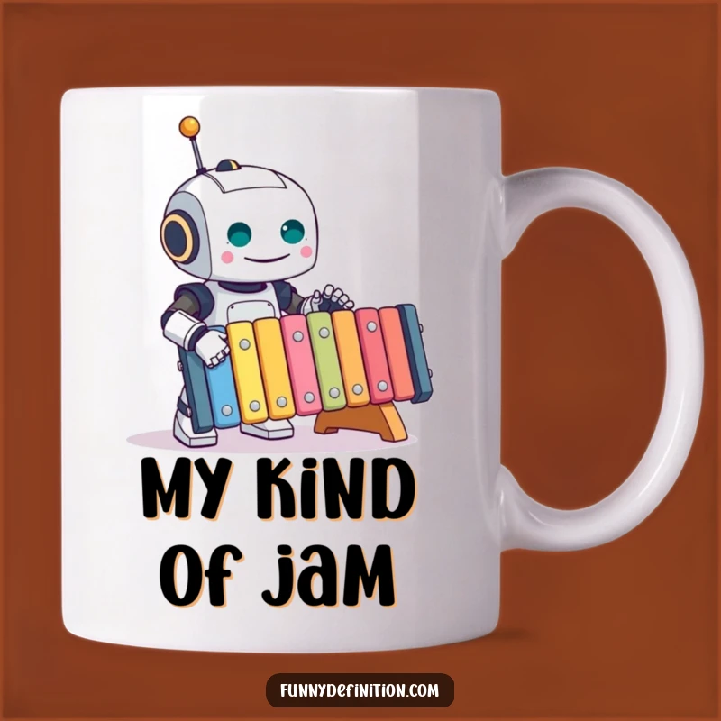 Funny Robot Maestro Mug: A Cheerful Robot's Xylophone Symphony for Music Lovers, Perfect Funny Gift