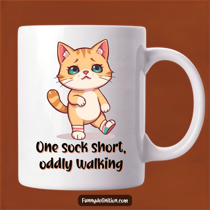 Funny Confused Cat Socks Mug: Hilarious Mishap for a Quirky Gift