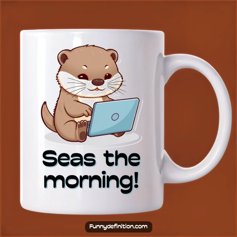 Funny Otter Typing Mug: Hilarious Office Gift for Keyboard Warrior