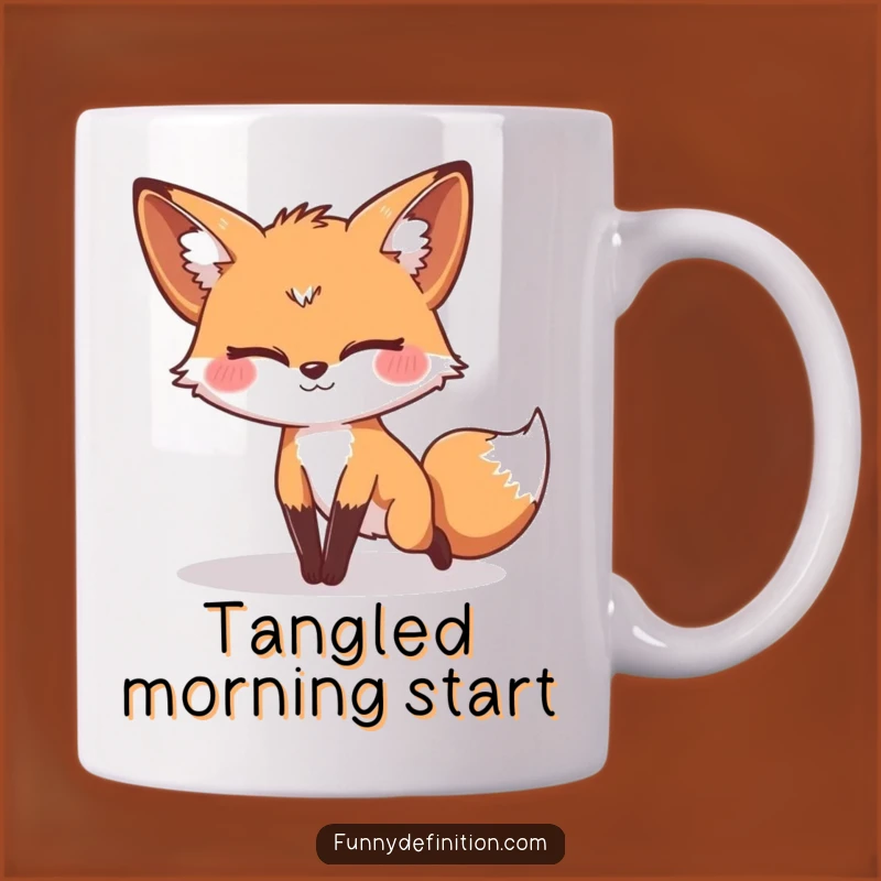 Funny Fox Tripping Mug - Silly Tail Tumble Humor Gift for Clumsy Folks