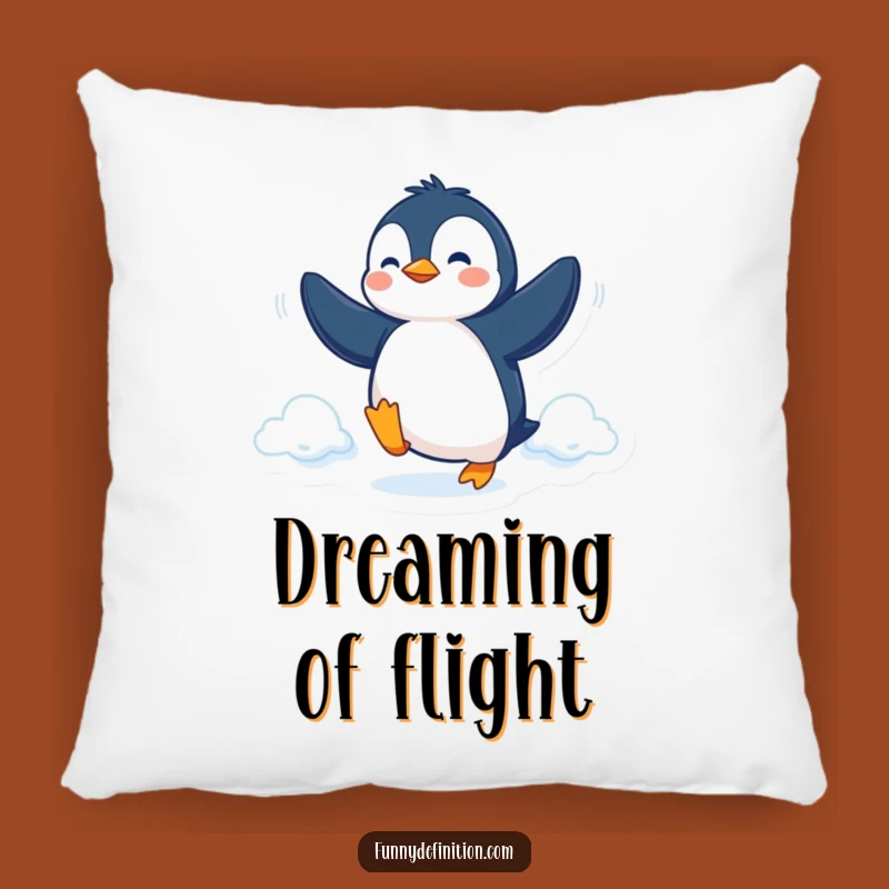 Funny Penguin Fly Pillow: Soft Determined Bird Cushion for a Hilarious Gift