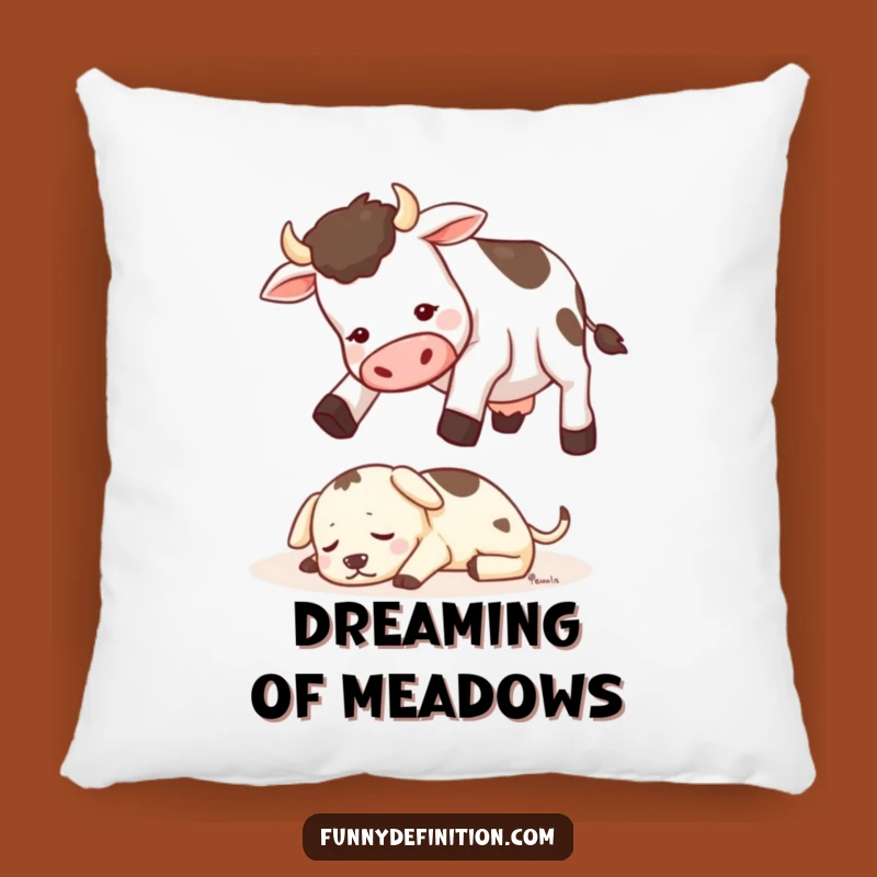 Funny Cow Jumping Dog Pillow - Comfy Farmyard Humor Decor