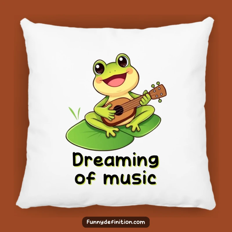 Funny Frog Ukulele Pillow - Comfy & Musical Decor