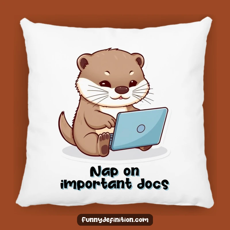 Funny Otter Typing Pillow: Comfy & Cute Gift for Couch Potatoes