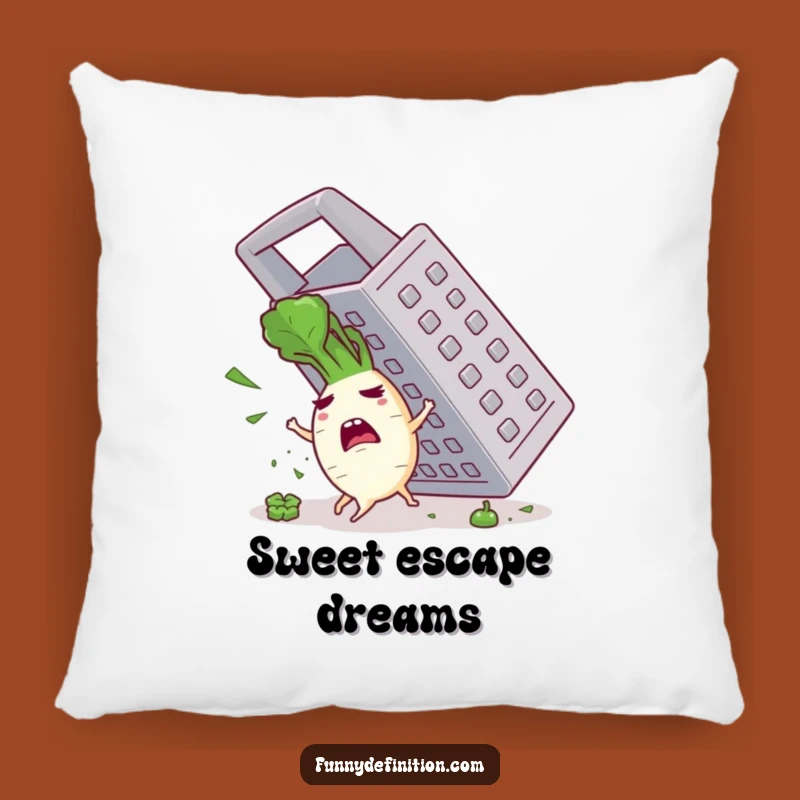 Funny Panicked Radish Grater Pillow: Comfy & Hilarious Accent Decor