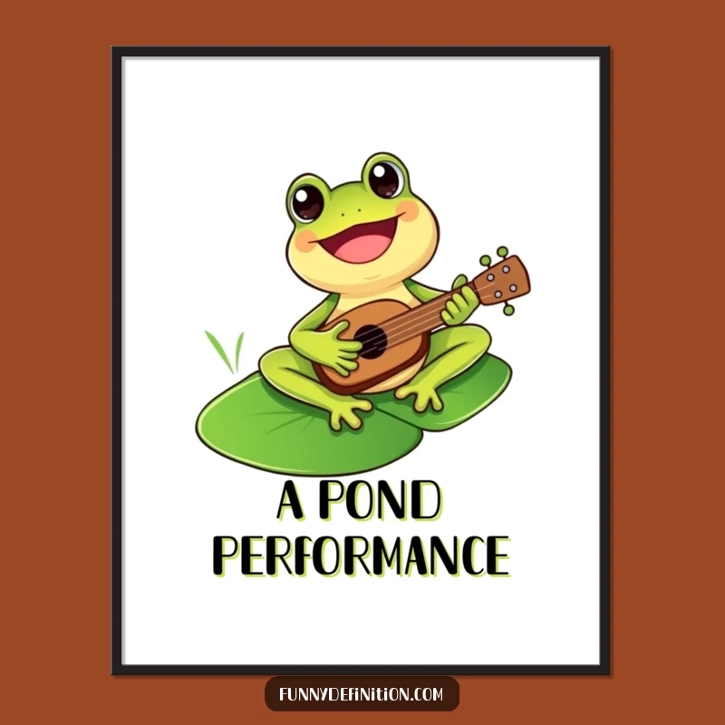 Funny Frog Ukulele Digital Art - Instant Cheerful Decor