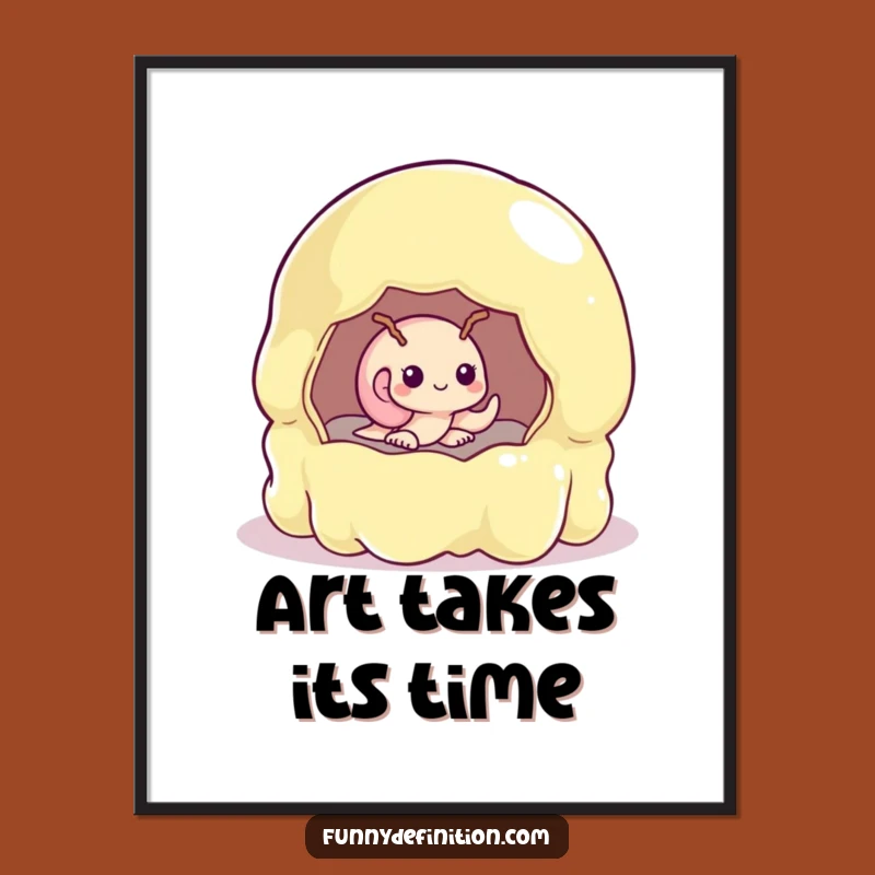 Funny Shy Snail Digital Art - Wobbly Jelly Mold Wall Print for Whimsical Homes