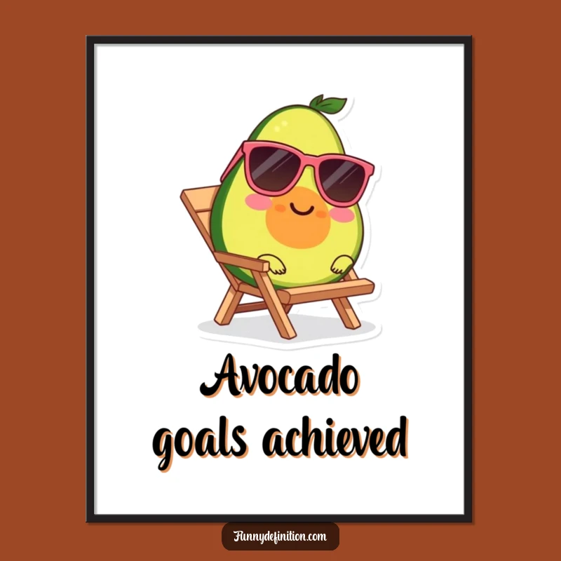Funny Avocado Digital Print - Sunglasses Beach Lounger Wall Art Funny Gift