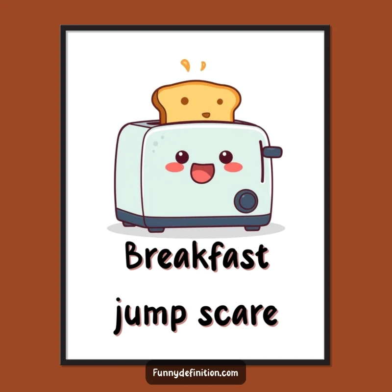 Funny Startled Toast Digital Art - Hilarious Breakfast Surprise Print