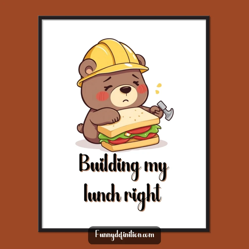 Funny Bear Building Sandwich Digital Art - Instant DIY Decor