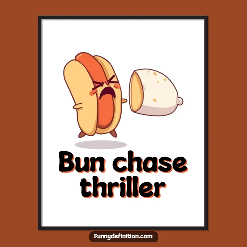 Funny Hot Dog Escape Digital Art: Hilarious Foodie Print Download