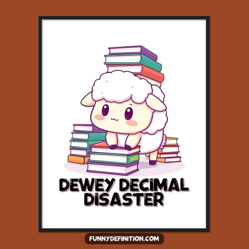 Funny Sheep Book Tumble Digital Art Print - Hilarious Wall Decor Gift