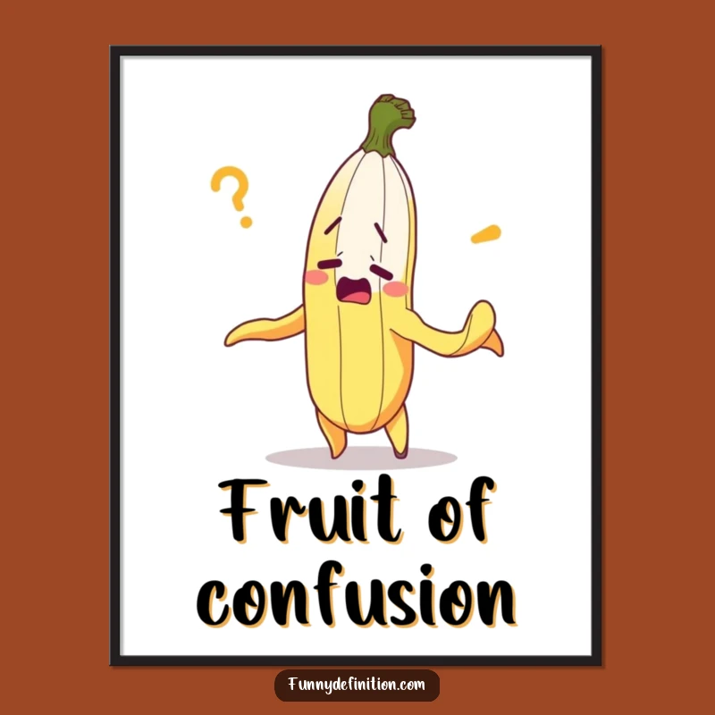 Funny Bewildered Banana Digital Art - Hilarious Peel-Self Confusion Wall Decor Print