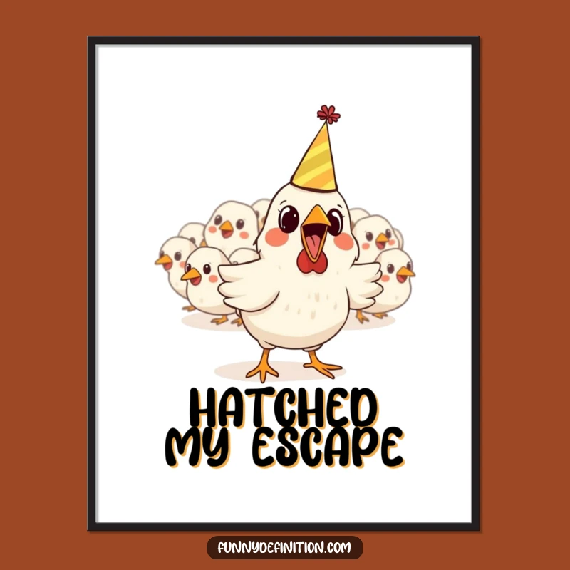 Funny Chicken Party Digital Art: Instant Whimsy for Your Walls Gift