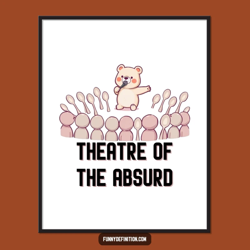 Funny Digital Art Print: Tiny Bear Opera Aria, Instant Dramatic Humor Download
