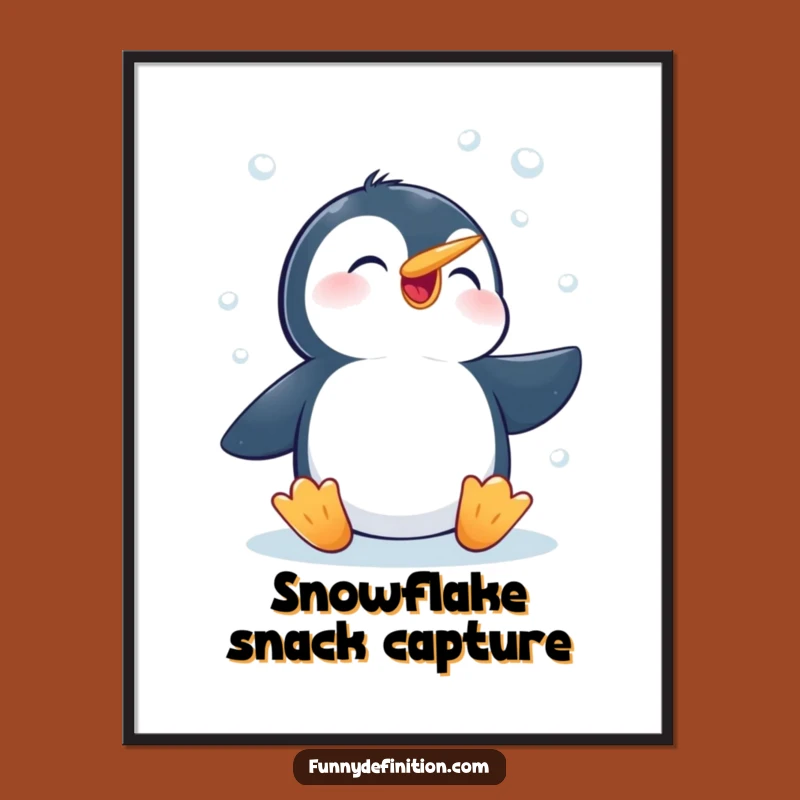 Funny Penguin Snowflake Digital Art - Hilarious Winter Decor & Gift