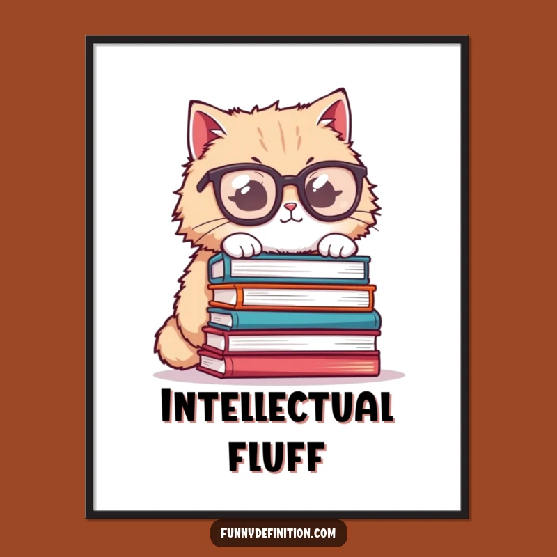 Funny Cat Glasses Digital Art - Bookish Charm, Perfect Funny Gift Print