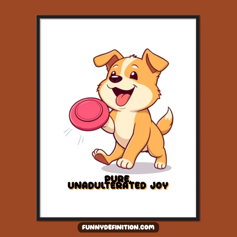 Funny Dog Frisbee Action Digital Art Print - Hilarious Decor Gift