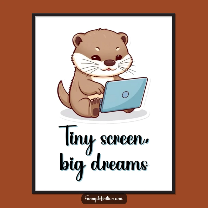 Funny Otter Typing Digital Print: Instant Hilarious Decor for Any Room