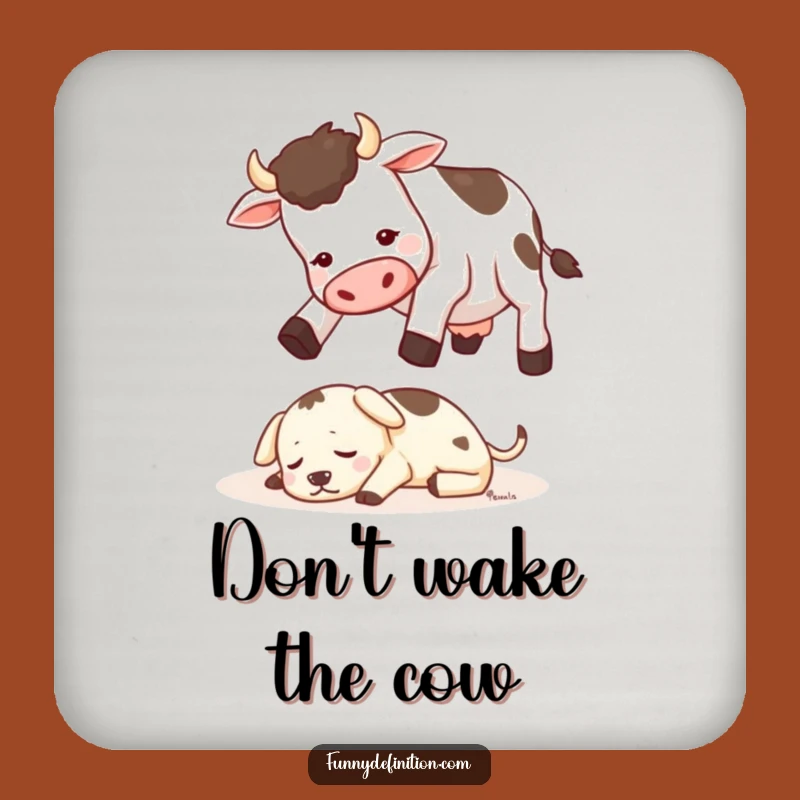 Funny Cow Jumping Dog Drink Coaster - Hilarious Farm Protection