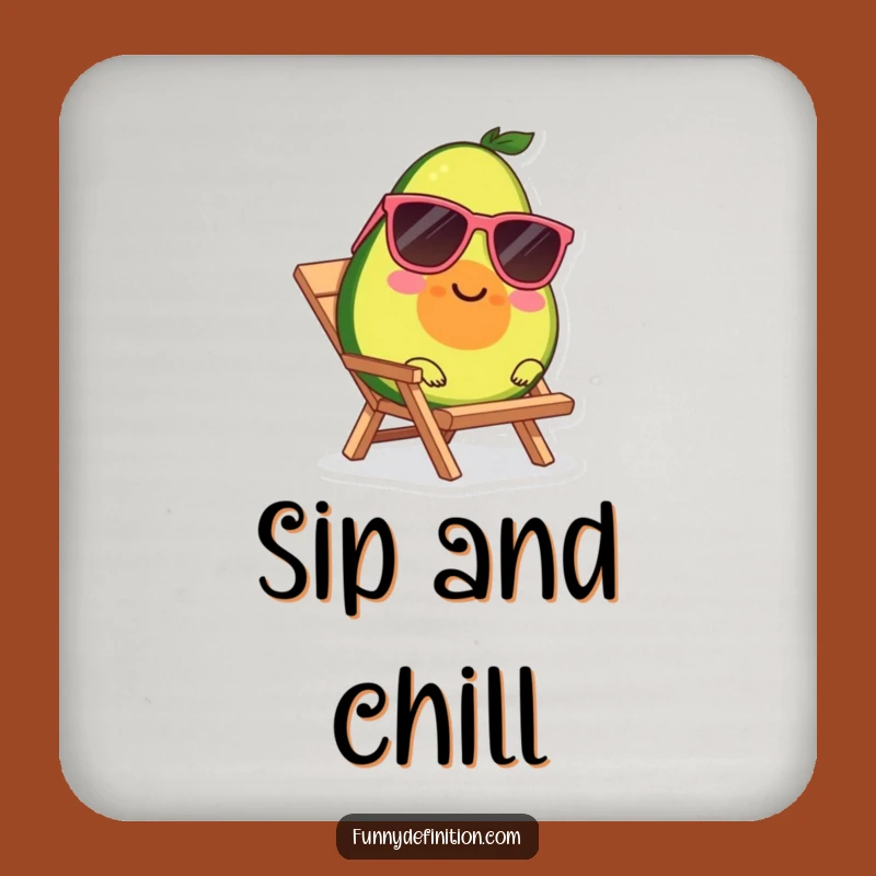 Funny Avocado Coaster - Sunglasses Beach Lounger Drink Protector Funny Gift