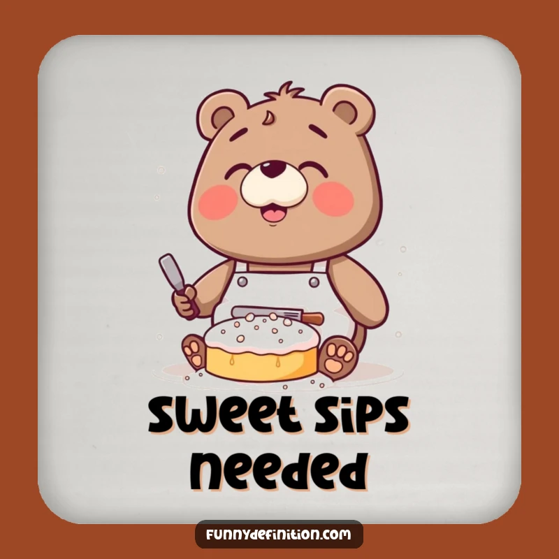 Funny Bear Baking Coaster: Add Messy Charm to Your Table