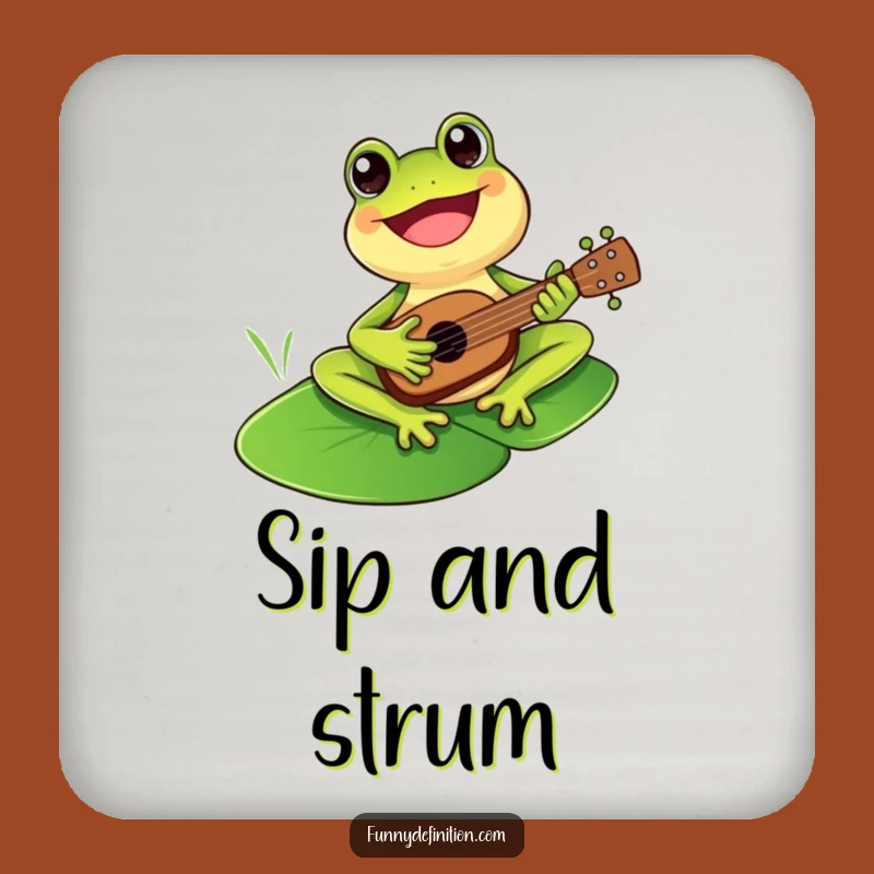 Funny Frog Ukulele Coaster - Protect Surfaces with a Song
