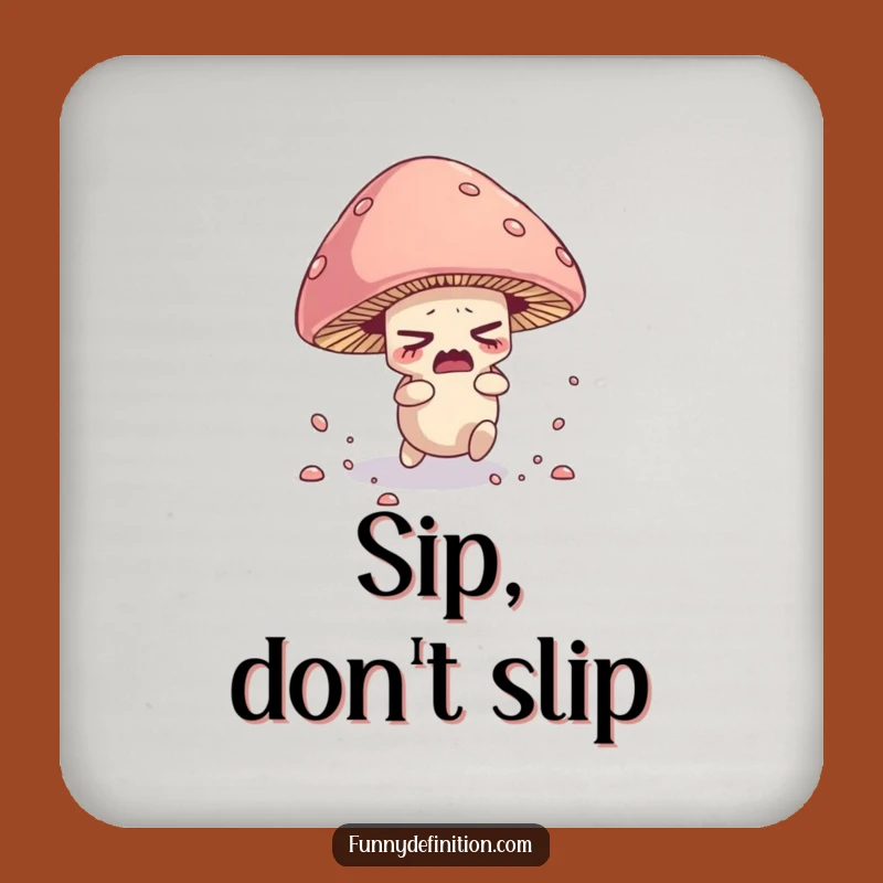 Funny Mushroom Coaster - Tripping Spore Character Drink Protector Funny Gift