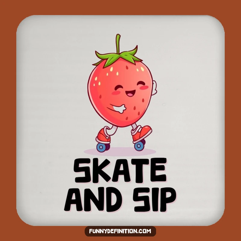 Funny Strawberry Roller Skater Coaster: Protect Surfaces with Sweet Smiles