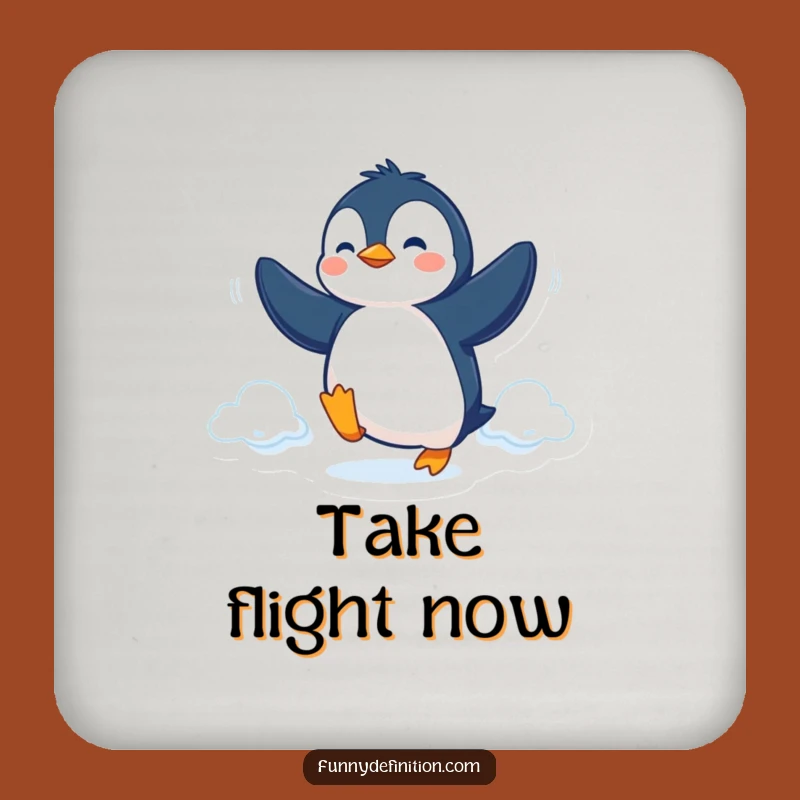 Funny Penguin Fly Coaster: Determined Bird Protector for a Hilarious Gift