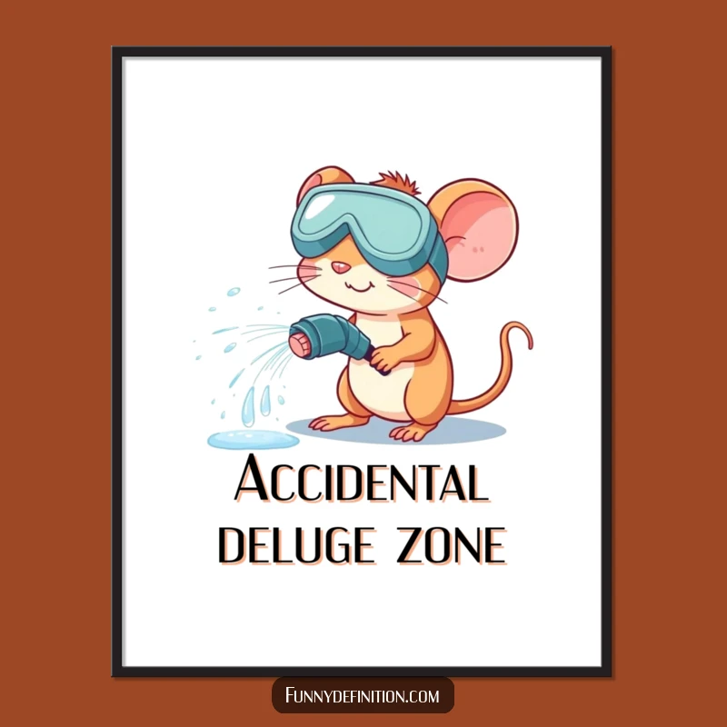 Funny Mouse Water Hose Poster - Hilarious Wall Art for Diligent Cleaners Gift