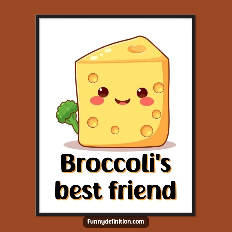 Funny Shy Broccoli Cheese Poster: Cute Wall Art for Your Kitchen
